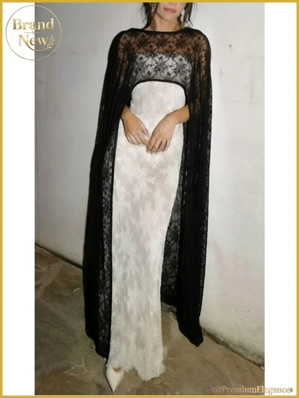 Floral Lace Sheer Capelet Wrap Shawl Poncho Floor Length Wedding Formal